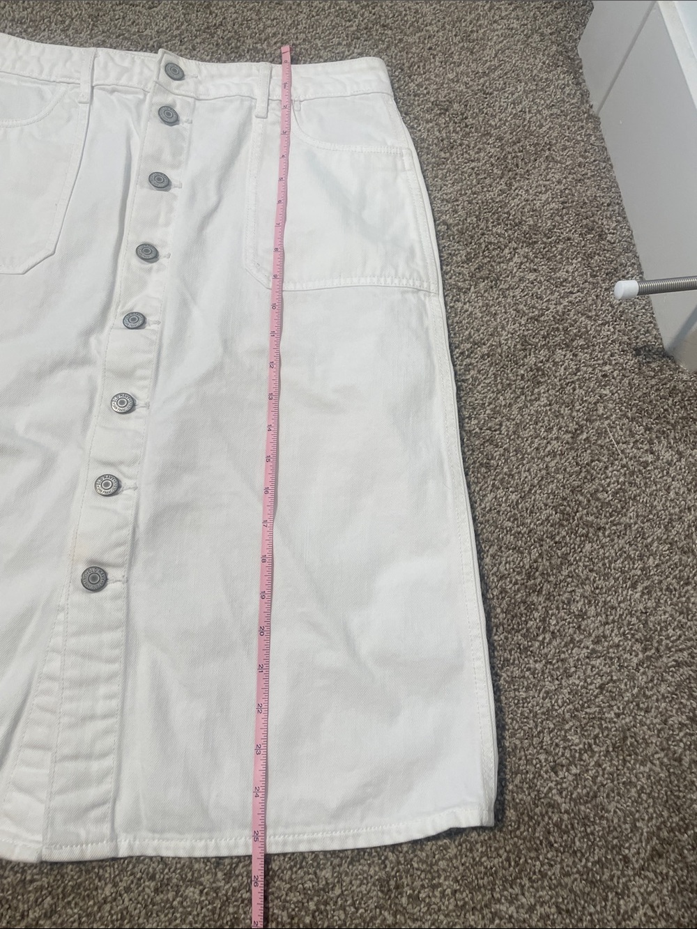 White Denim Button-Front Women's Skirt - Picture 9 of 10
